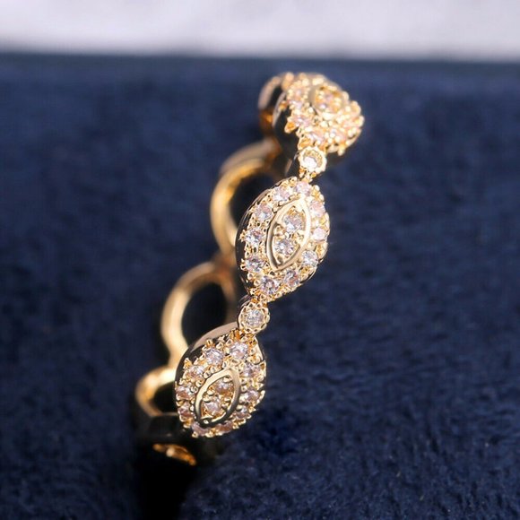 New 18k Yellow Gold Plated White Sapphire Ring - Picture 2 of 5